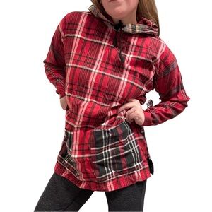Vintage 1980s Cotton Dashers Plaid Flannel Hoodie Tunic NWT NOS Grunge Punk